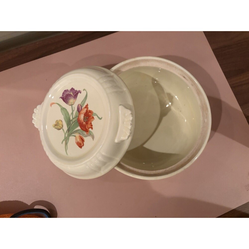 VINTAGE HALL COVERED CASSEROLE DISH ORANGE POPPY